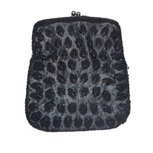 Small Hand Beaded Vintage Hand Held Clutch Pouch Made in Hong Kong